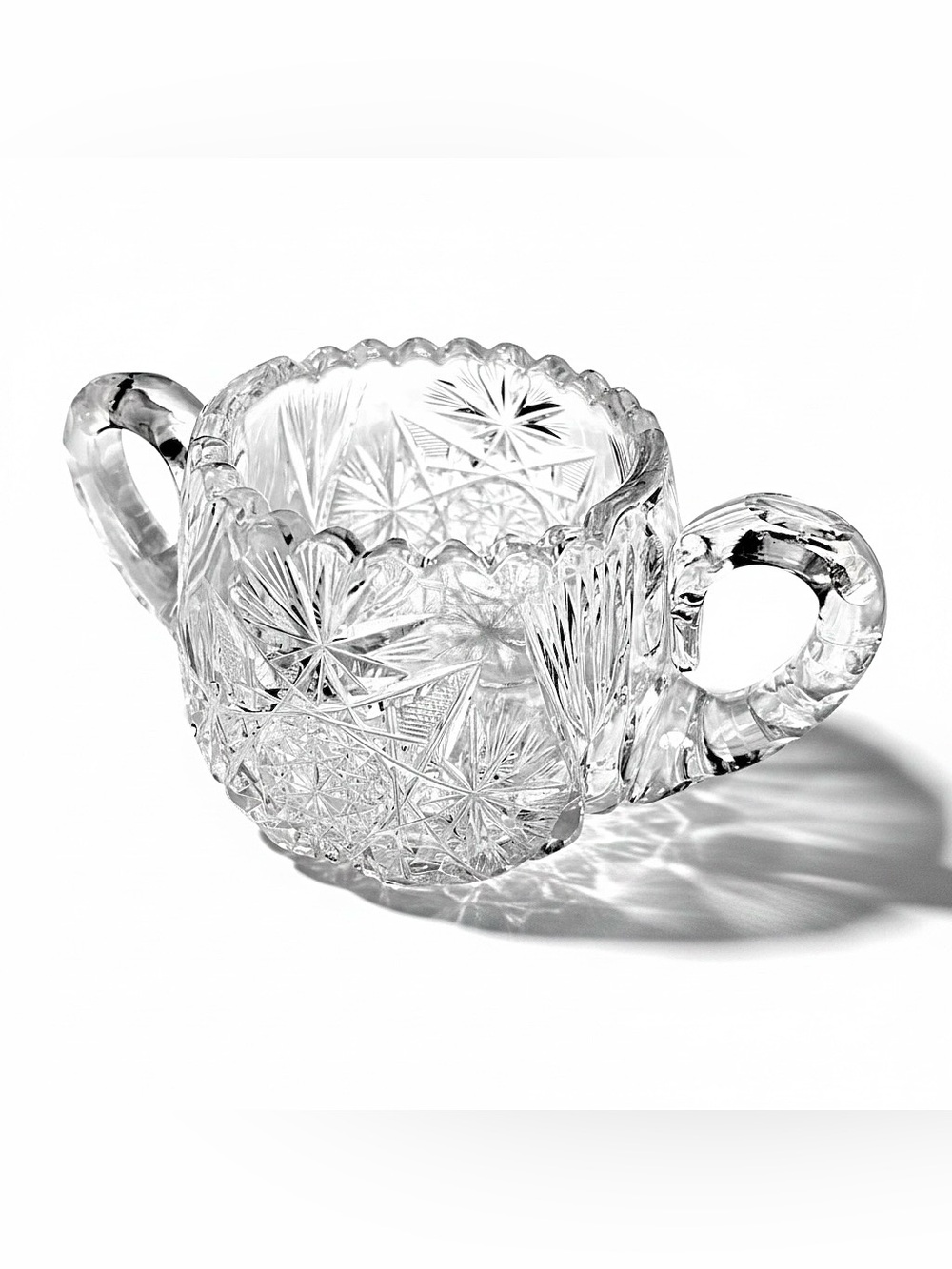 Vintage Antique American Brilliant Cut Glass Sugar Bowl